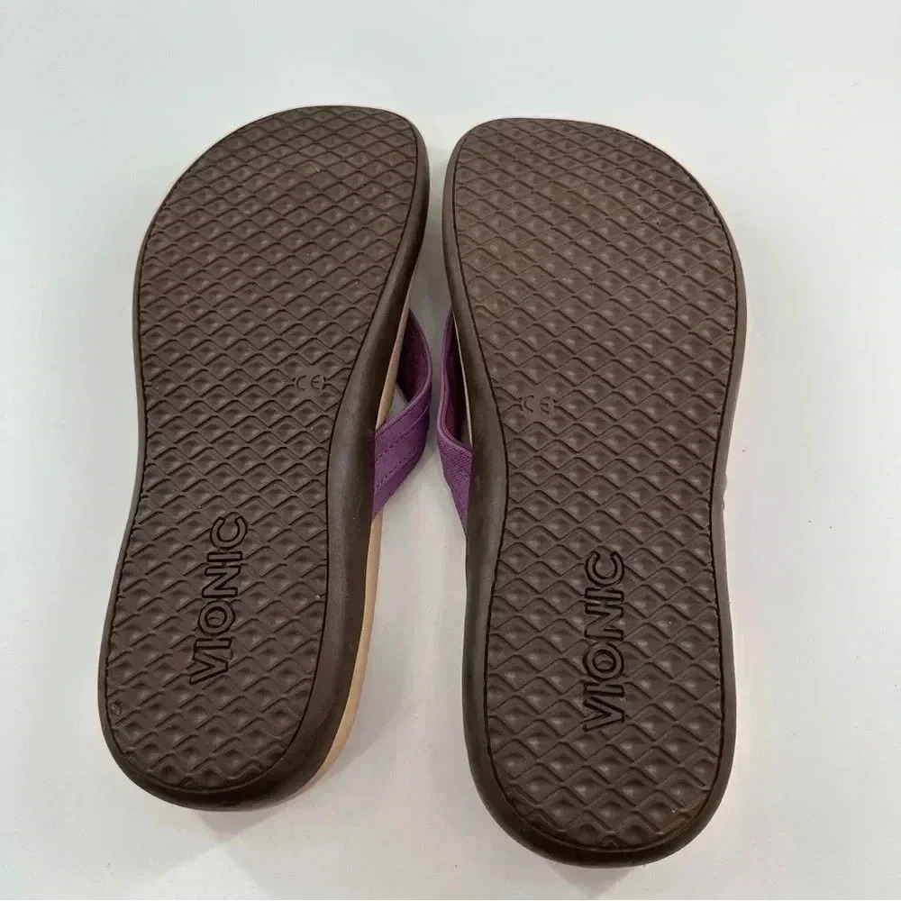 New Vionic Patty womens sandals size 10 42 purple canvas thong flip flops - Picture 8 of 14